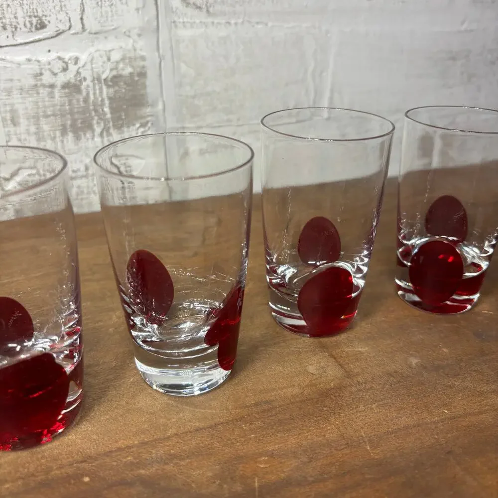 Pier 1 Imports Red Drip Dot Shot Glasses Set of 4